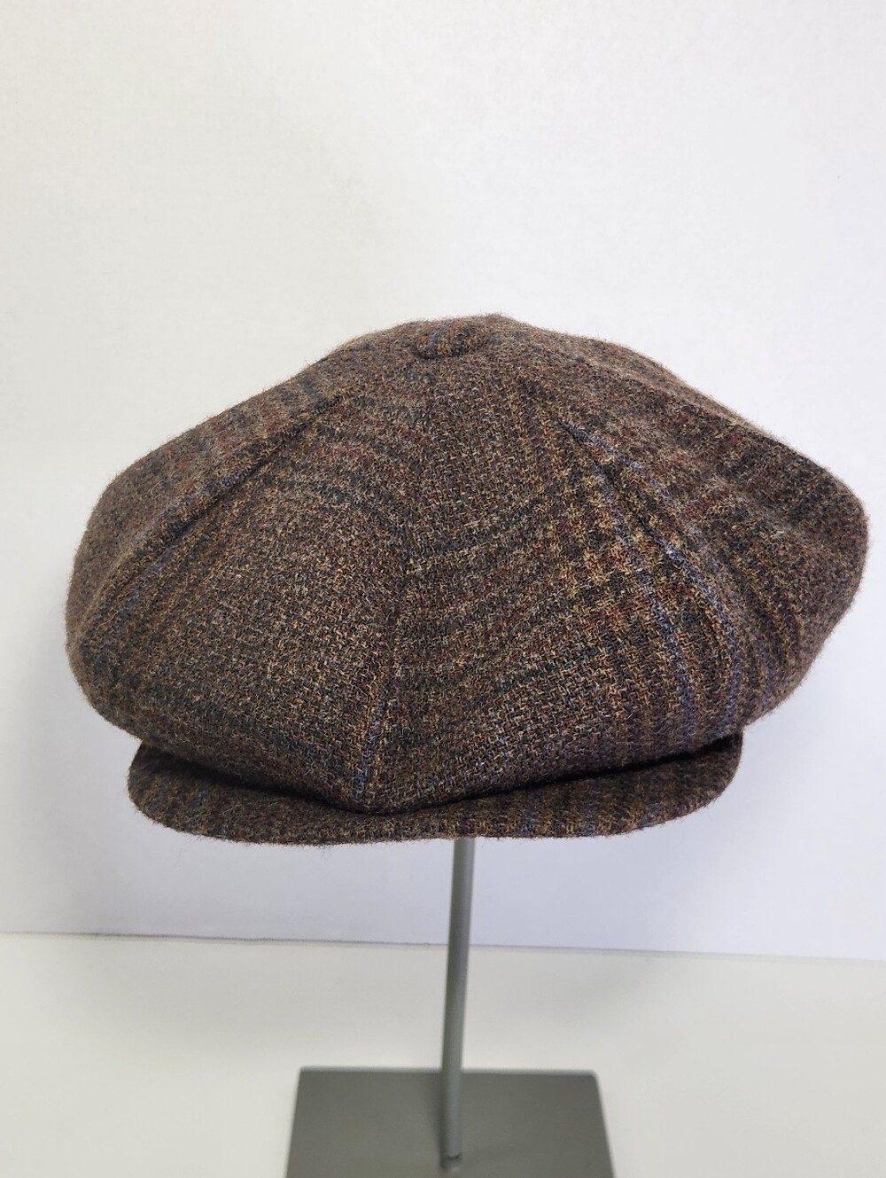 Vintage Woolmark World's Best Men's L Brown Plaid Lined Newsboy Cap Gatsby Hat